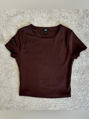 Express Women's Short Sleeve Crewneck Baby T — Chocolate Brown